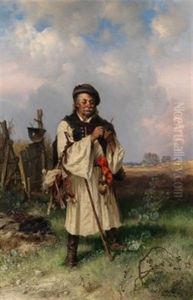 Schafer In Der Puszta by Pal (Paul) Boehm