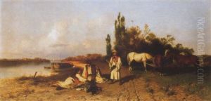 Folyoparti Jelenet (riverside Scene) by Pal (Paul) Boehm