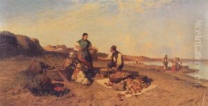 Gypsy Apple Sellers On The Beach by Pal (Paul) Boehm