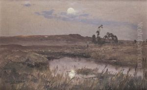 Full Moon Over The Coast by Heinrich Boehmer