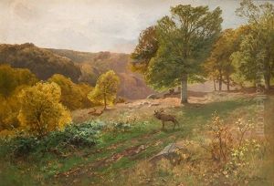 Paisaje Con Ciervos by Heinrich Boehmer