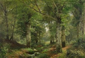 Waldlandschaft Mit Rehen by Heinrich Boehmer