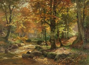 Waldlandschaft Mit Rehen by Heinrich Boehmer