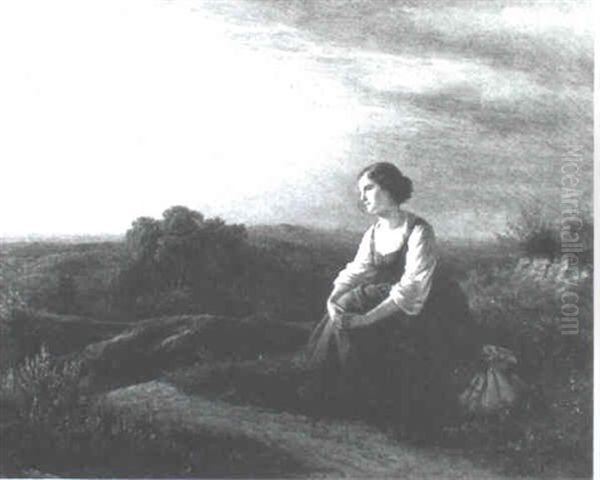 Peasant Woman Resting On A Hill Top - view 1