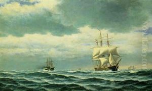 Marine Med Sejlskibe Og Hjuldampere
