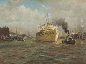 "wilhelm Gustloff" In The Port Of Hamburg by Hans Bohrdt