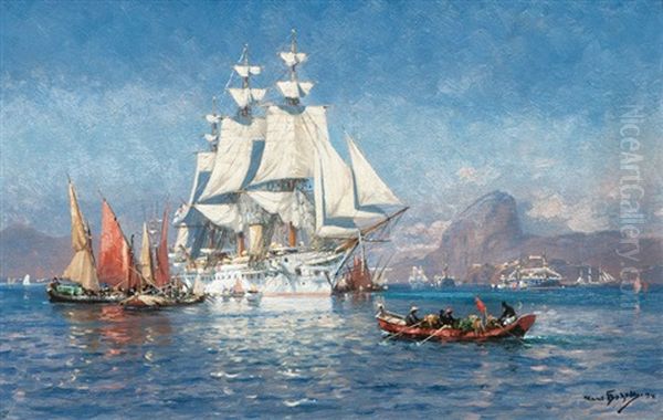 Deutscher Dampfsegler Vor Gibraltar - view 1