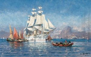Deutscher Dampfsegler Vor Gibraltar by Hans Bohrdt