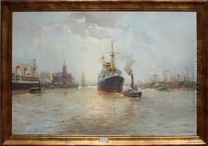 Hamburger Hafen, Morgenstimmung by Hans Bohrdt