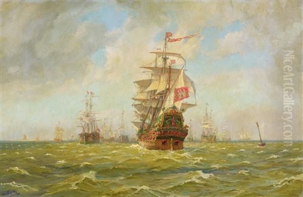 Marine. Zahlreiche Vor Anker Liegende Segler - view 1