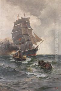 Treffen Vor Der Norwegischen Kuste by Hans Bohrdt