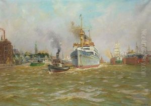 Der Dampfer "adolph Woermann" Verlasst Den Hamburger Hafen