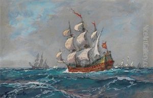 Hamburger Fregatte Unter Segeln by Hans Bohrdt