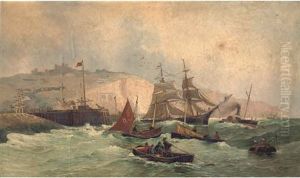 Congestion At The Harbour Mouth At Dover by Hans Bohrdt