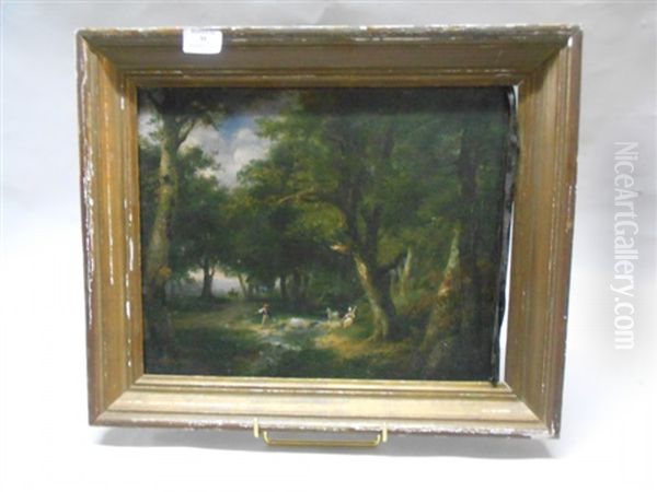 Sous Bois Avec Bergere Et Villageois - view 1