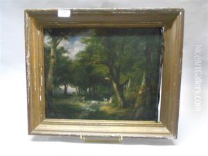 Sous Bois Avec Bergere Et Villageois by Henri-Joseph Boichard