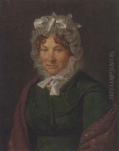 Portrait Of An Old Lady In A Lace Bonnet, Green Dress And Shawl