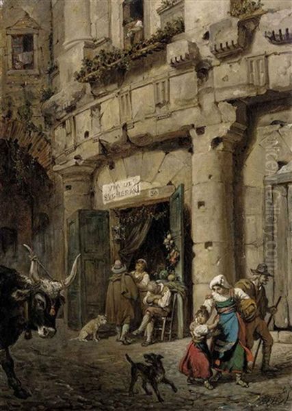 Selling Vegetables On The Via De Sugherari, Rome - view 1