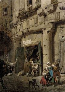 Selling Vegetables On The Via De Sugherari, Rome by Jules Boilly