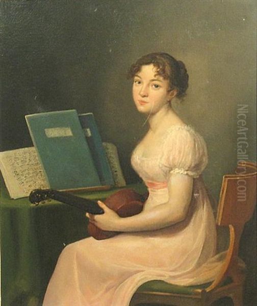 A Girl In A Pink Dress Holding A Guitar - view 1