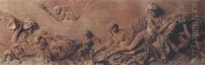 Trompe-l'oeil Of A Bas Relief After Clodion Depicting Galatea (or Amphitrite) Drawn By Tritons And Dolphins by Jules Boilly