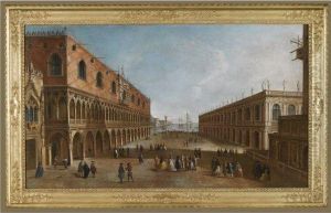 Venice, A View Of The Piazzetta Looking South With The Palazzoducale And The Biblioteca Marciana Opposite, With The Base Of The Campanile by Francesco Albotto