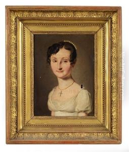Portrait De Jeune Fille Au Peigne Orne De Perles