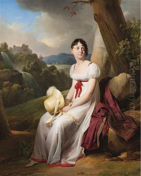 Portrait De Madame Saint-ange Chevrier Dans Un Paysage - view 1
