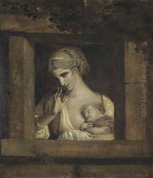 A Mother And Child In A Stone Window, En Grisaille - view 1