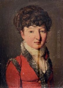 Portrait De Femme En Robe Rouge Au Col De Fourrure