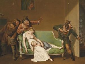 Scene De Voleurs Et Les Voleurs Arretes (pair) by Louis Leopold Boilly