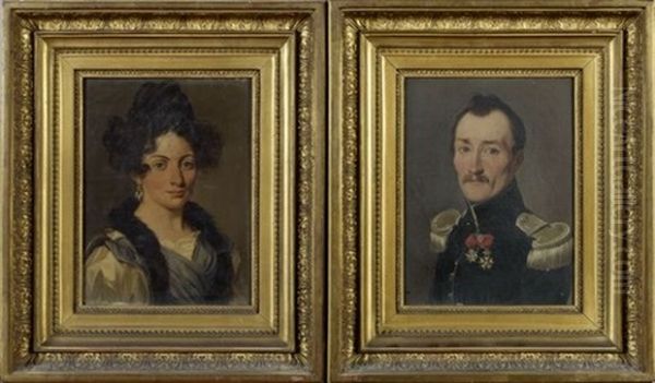 Portrait De Madame De Montferre, Nee De Chavigny (+  Portrait De Monsieur De Montferre En Uniforme ; Pair) - view 1