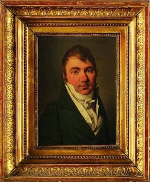 Portrait D'un Homme En Buste Portant Une Redingote Verte Et Chemise Blanche - view 1