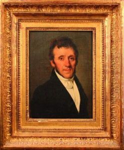 Portrait D'homme En Buste Portant Une Redinguote Noire Et Chemise Blanche