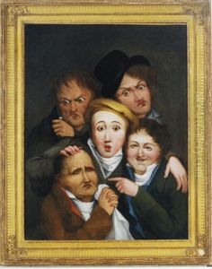 Figures Making Expressive Faces (+ A Companion Painting; 2 Works) by Louis Leopold Boilly