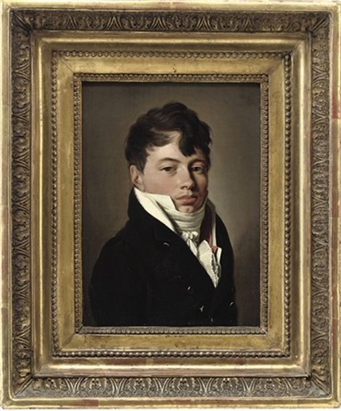 Portrait Of A Gentleman In Black Coat, Red Waistcoat And White Cravat - view 1