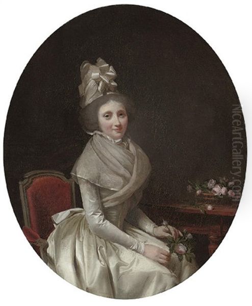 Portrait Of A Lady Seated In A White Dress - view 1