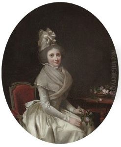 Portrait Of A Lady Seated In A White Dress by Louis Leopold Boilly