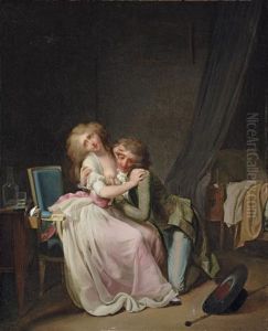 La Lutte Galante (or Ca Ira) - An Amorous Couple In An Interior by Louis Leopold Boilly