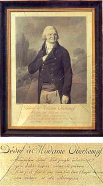 Trompe-l'oeil : Cadre A La Vitre Brisee Avec Un Portrait De Christophe-philippe Oberkampf, Weissembach - Jouy-en-josas, 1815, A La Maniere D'une Gravure Par L. Boilly - view 1