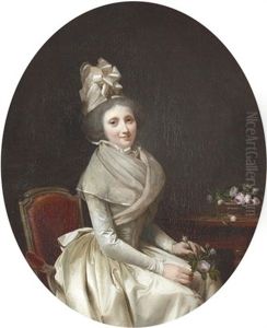 Portrat Einer Sitzenden Jungen Dame Mit Rose by Louis Leopold Boilly