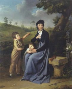 Portrait D'une Mere Et Ses Deux Enfants Dans Un Parc (l'attente Dans Le Parc) by Louis Leopold Boilly