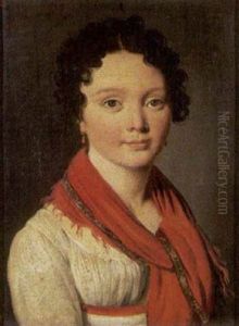 Portrait De Jeune Femme Au Chale Rouge by Louis Leopold Boilly