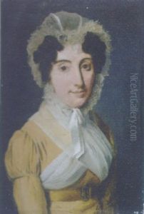 Portrait Of A Lady In A Yellow Dress And A Lace Bonnet