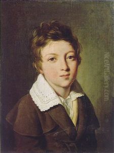 Portrait Of A Young Boy Wearing A Brown Coat, A Yellow Waistcoat And A White Shirt