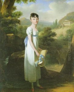 Portrait De Mademoiselle Athenais D'albenas Sur Fond De Paysage Portrait De Mademoiselle Athenais D'albenas Sur Fond De Paysage