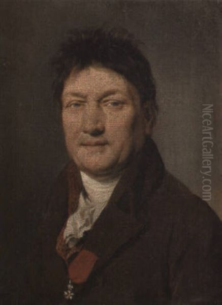 Portrait Of A Man In A Brown Coat With A Medal On A Red Ribbon - view 1