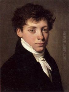 A Portrait Of A Young Man, Long Bust Length, Wearing A High Collar And Dark Coat, Turned To The Right