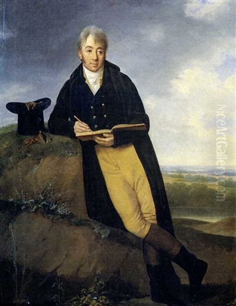 Portrait Of A Gentleman Sketching In A Landscape - view 1