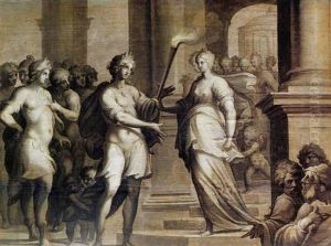 Theagene Reprend Le Flambeau Des Mains De Chariclee by Ambroise du Bois